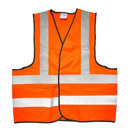 Surtek Orange Safety Vest With Reflective Bands 137377